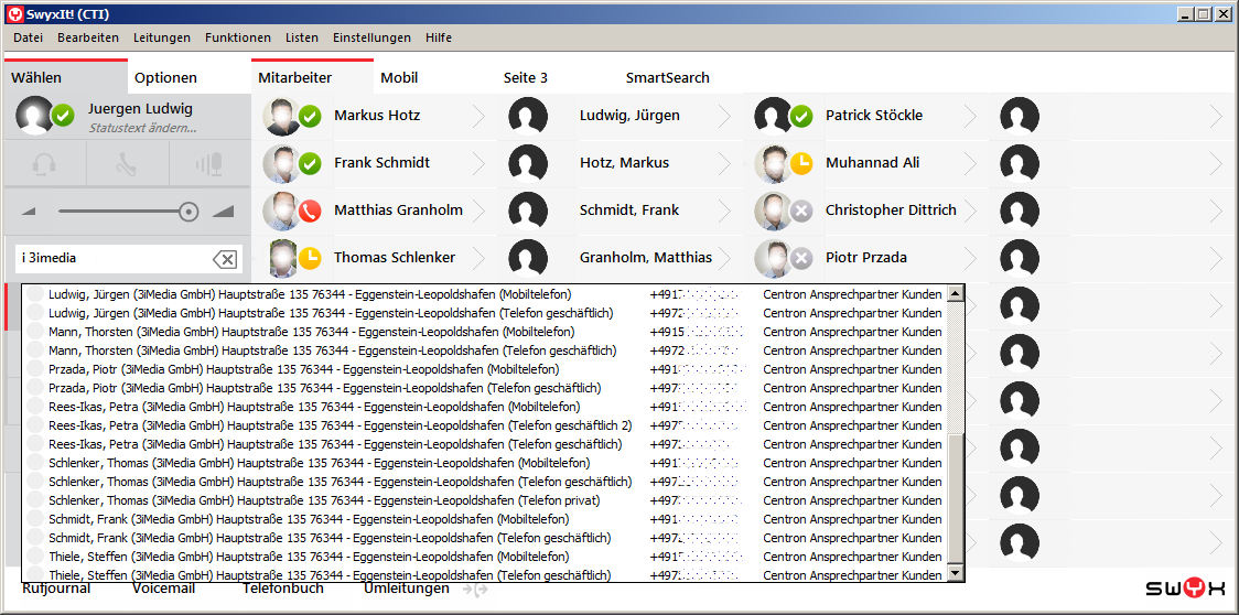 Suche im SwyxIt!